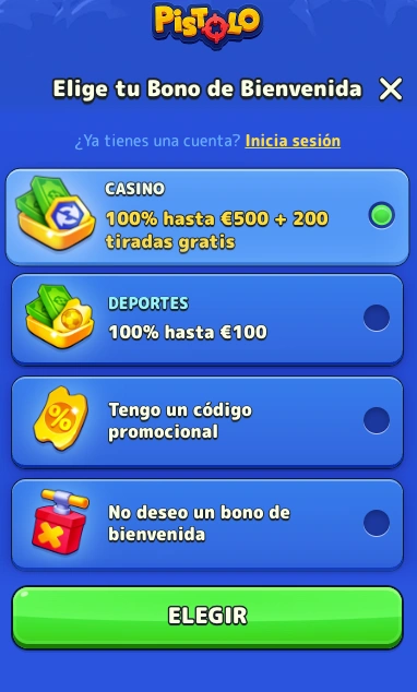 Proceso de registro en Pistolo Casino
